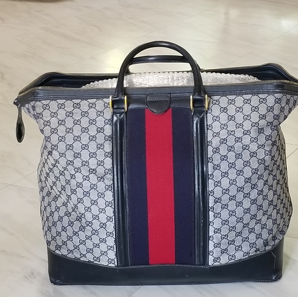 Fabulous Rare Vintage Gucci web travel weekender Boston Train Case luggage bag - Picture 5 of 16